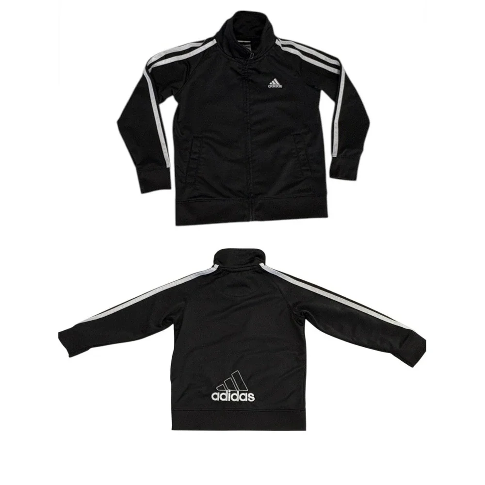 Adidas Boys 3 Stripe Black Track Pant‎ Suit Outfit 4 Kids Athletic Sportswear